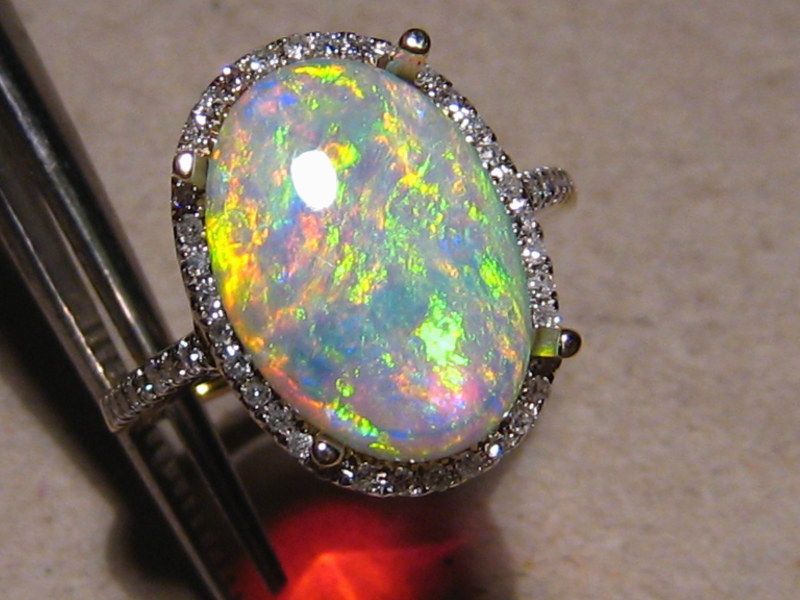 TOP GEM OPAL & DIAMOND RING 14k Gold  Layaway Available  