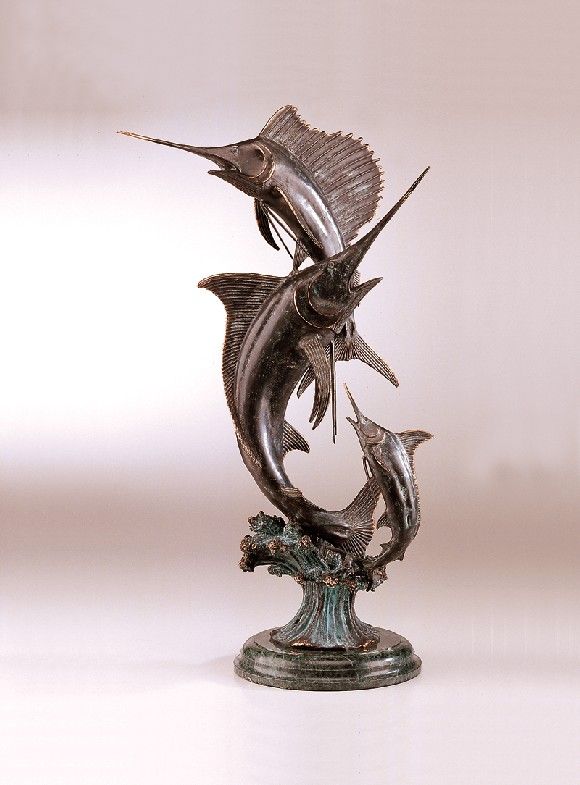 This exquistite marlin and sailfish sculpture is titled Grand Slam 