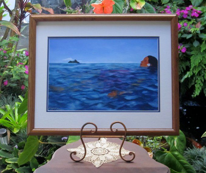 SIGNED~Swimming II~Matted~PEGGE HOPPER~Hawaii~GICLEE Ready to Frame 