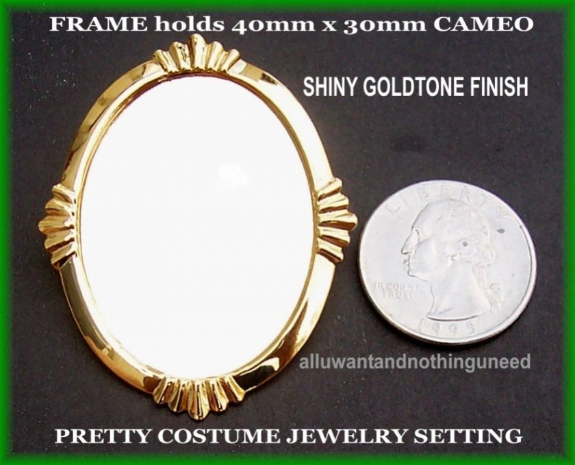 GOLDTONE 40 x 30mm CAMEO FRAME SETTING PIN PENDANT SB  