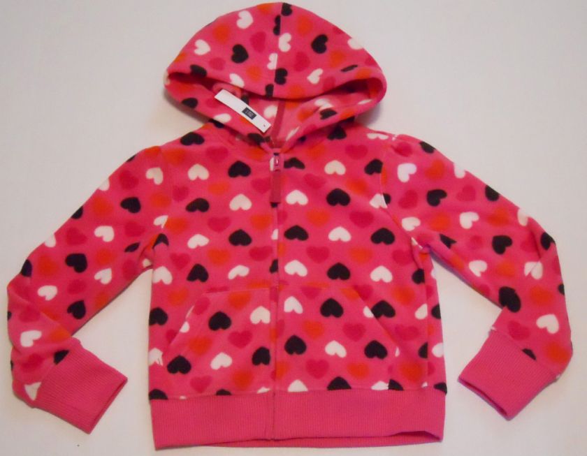 GAP Girls Pink Heart Fleece Hoodie Jacket NWT Sizes M XXL  