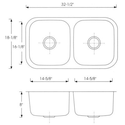 Undermount Stainless Steel Double Bowl Sink Model 502A  