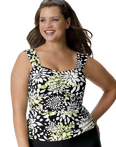 Just My Size JMS Plus Size Wide Strap Tankini Separates Top   style 