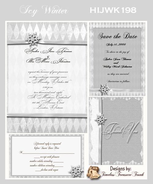 Delux Icy Winter Wedding Invitation Kit on CD  