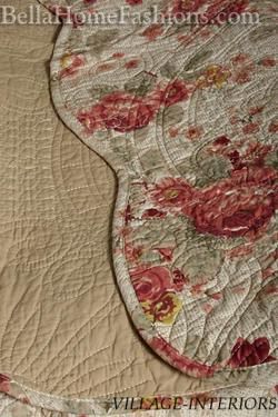 CHIC SHABBY ANTIQUE CABBAGE ROSE COTTON KING QUILT  