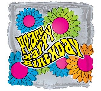 PEACE Sign DAISY BIRTHDAY BALLOON Flower Power Mylar Party 18 Square 