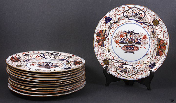 12 SPODE IMARI PALETTE HAND PAINTED PORCELAIN PLATES  