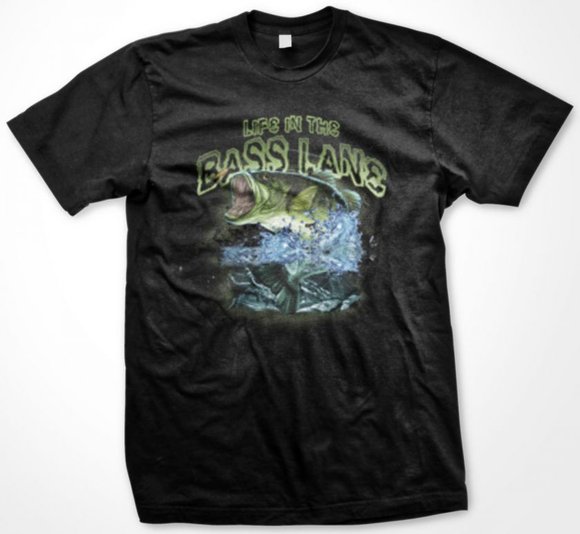   In The Bass Lane Mens T shirt Fishing Outdoors Sports Poles Bait Tees