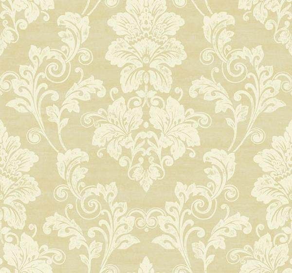 WALLPAPER SAMPLE Elegant Cream & Gold Victorian Damask  