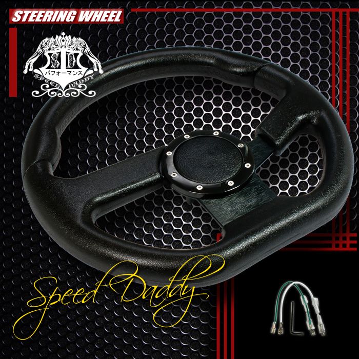   LEATHER ALUMINUM 32CM RACING STEERING WHEEL BLACK/ZIC ZAC RIVET  